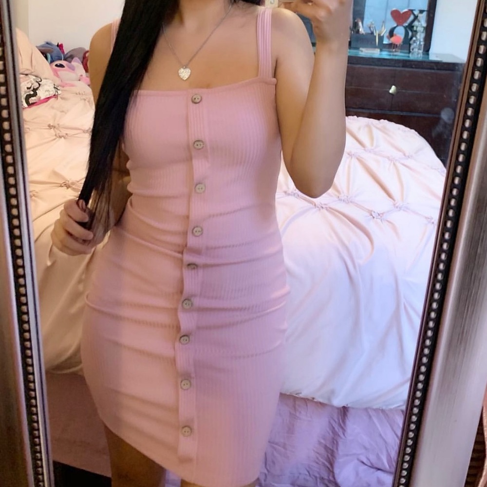 🌸women pink ribbed dress🌸